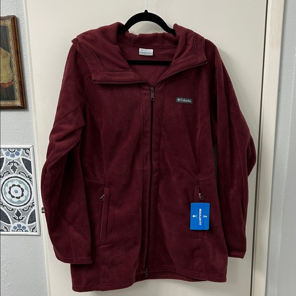 Columbia Women's Burgundy Zip Up Hooded Fleece Jacket NWT - Picture 3 of 6